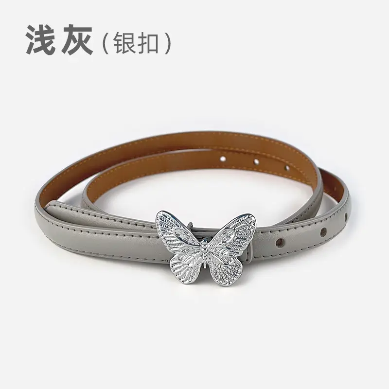 Women's Black Butterfly Belt with Thin Leather Belt - Image 5