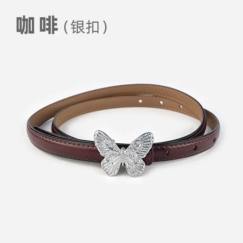 Women's Black Butterfly Belt with Thin Leather Belt - Image 6