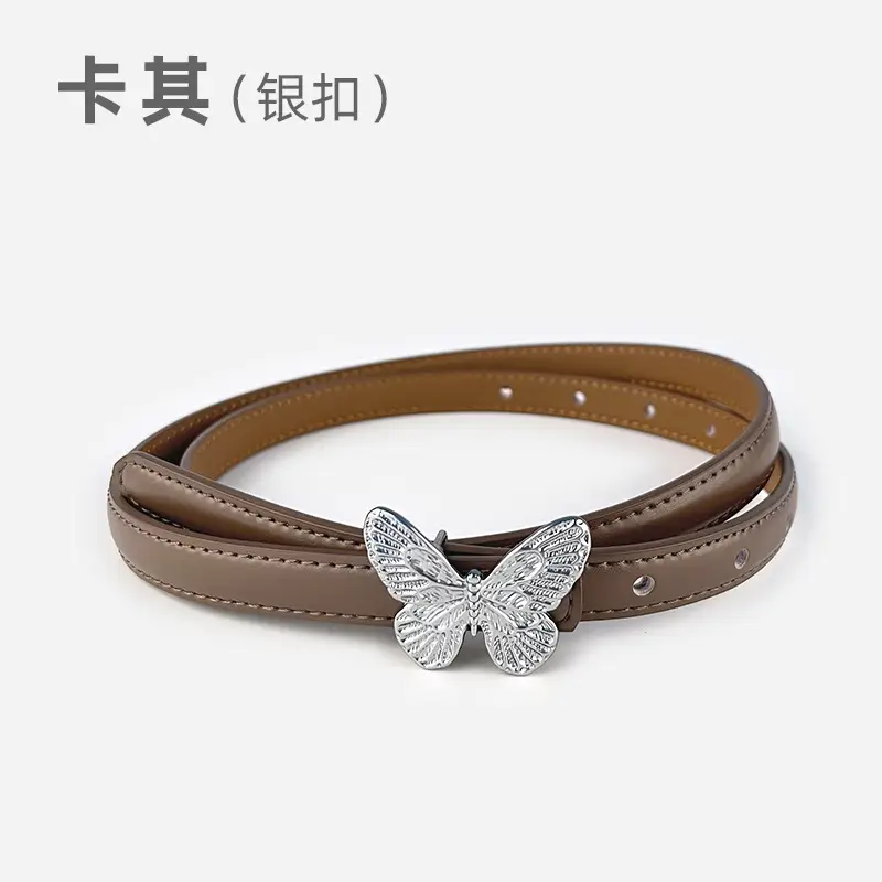 Women's Black Butterfly Belt with Thin Leather Belt - Image 7