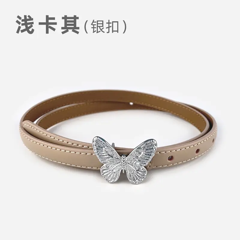 Women's Black Butterfly Belt with Thin Leather Belt - Image 8