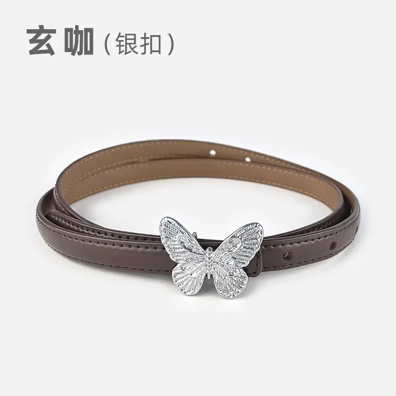Women's Black Butterfly Belt with Thin Leather Belt - Image 9