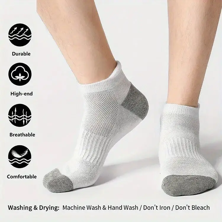 Summer Mesh Sports Ear-Lifting Boat Socks for Women Large Size Sweat-Absorbent Socks Deodorant Breathable Men's Socks Color-Blocked Stripesd Socks — feature 21