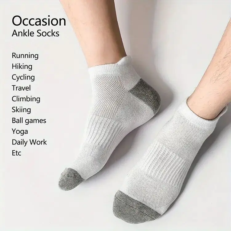 Summer Mesh Sports Ear-Lifting Boat Socks for Women Large Size Sweat-Absorbent Socks Deodorant Breathable Men's Socks Color-Blocked Stripesd Socks — feature 23