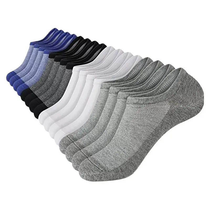 Summer Mesh Sports Ear-Lifting Boat Socks for Women Large Size Sweat-Absorbent Socks Deodorant Breathable Men's Socks Color-Blocked Stripesd Socks
