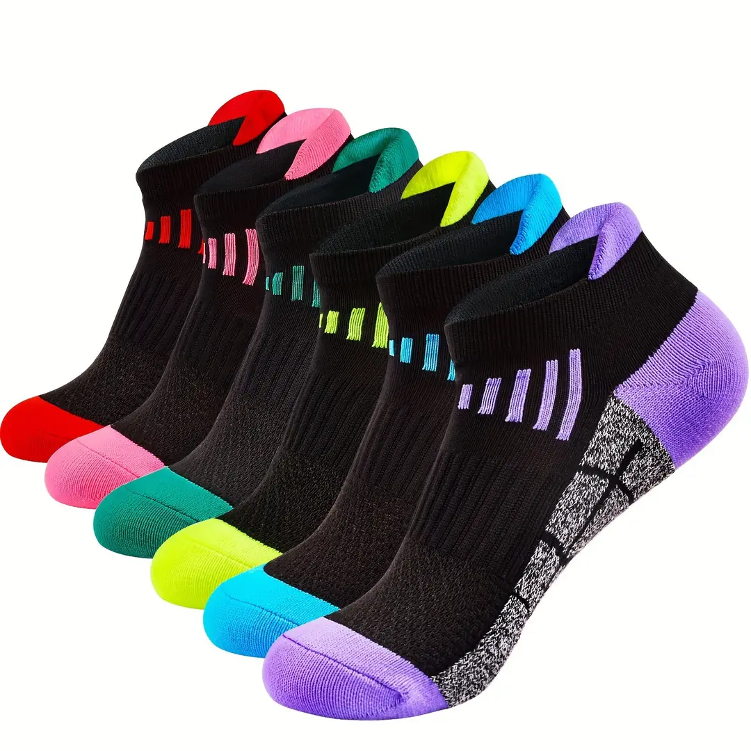 Summer Mesh Sports Ear-Lifting Boat Socks for Women Large Size Sweat-Absorbent Socks Deodorant Breathable Men's Socks Color-Blocked Stripesd Socks