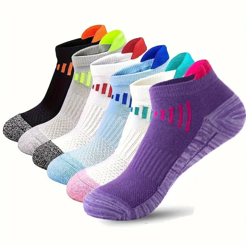 Summer Mesh Sports Ear-Lifting Boat Socks for Women Large Size Sweat-Absorbent Socks Deodorant Breathable Men's Socks Color-Blocked Stripesd Socks