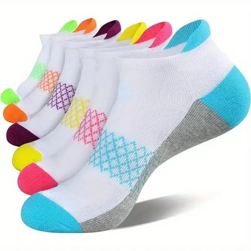 Summer Mesh Sports Ear-Lifting Boat Socks for Women Large Size Sweat-Absorbent Socks Deodorant Breathable Men's Socks Color-Blocked Stripesd Socks