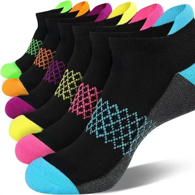 Summer Mesh Sports Ear-Lifting Boat Socks for Women Large Size Sweat-Absorbent Socks Deodorant Breathable Men's Socks Color-Blocked Stripesd Socks