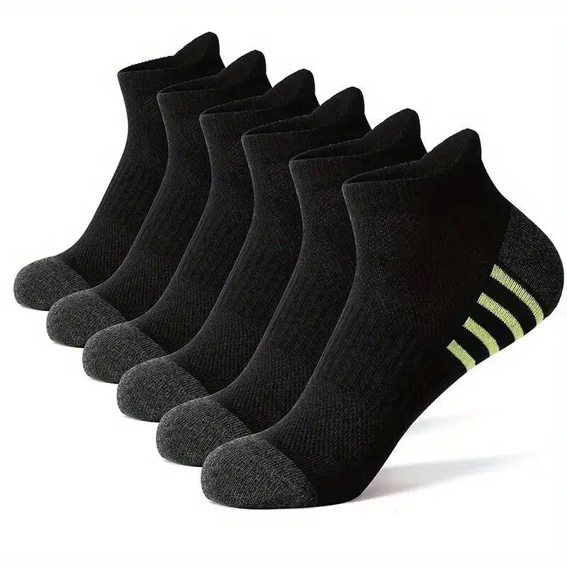 Summer Mesh Sports Ear-Lifting Boat Socks for Women Large Size Sweat-Absorbent Socks Deodorant Breathable Men's Socks Color-Blocked Stripesd Socks