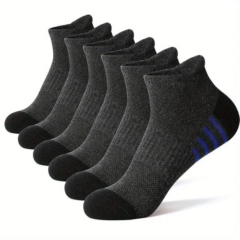 Summer Mesh Sports Ear-Lifting Boat Socks for Women Large Size Sweat-Absorbent Socks Deodorant Breathable Men's Socks Color-Blocked Stripesd Socks