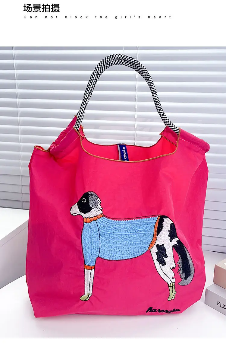Women's Pink Cartoon Handbag with Blue Strap — feature 9