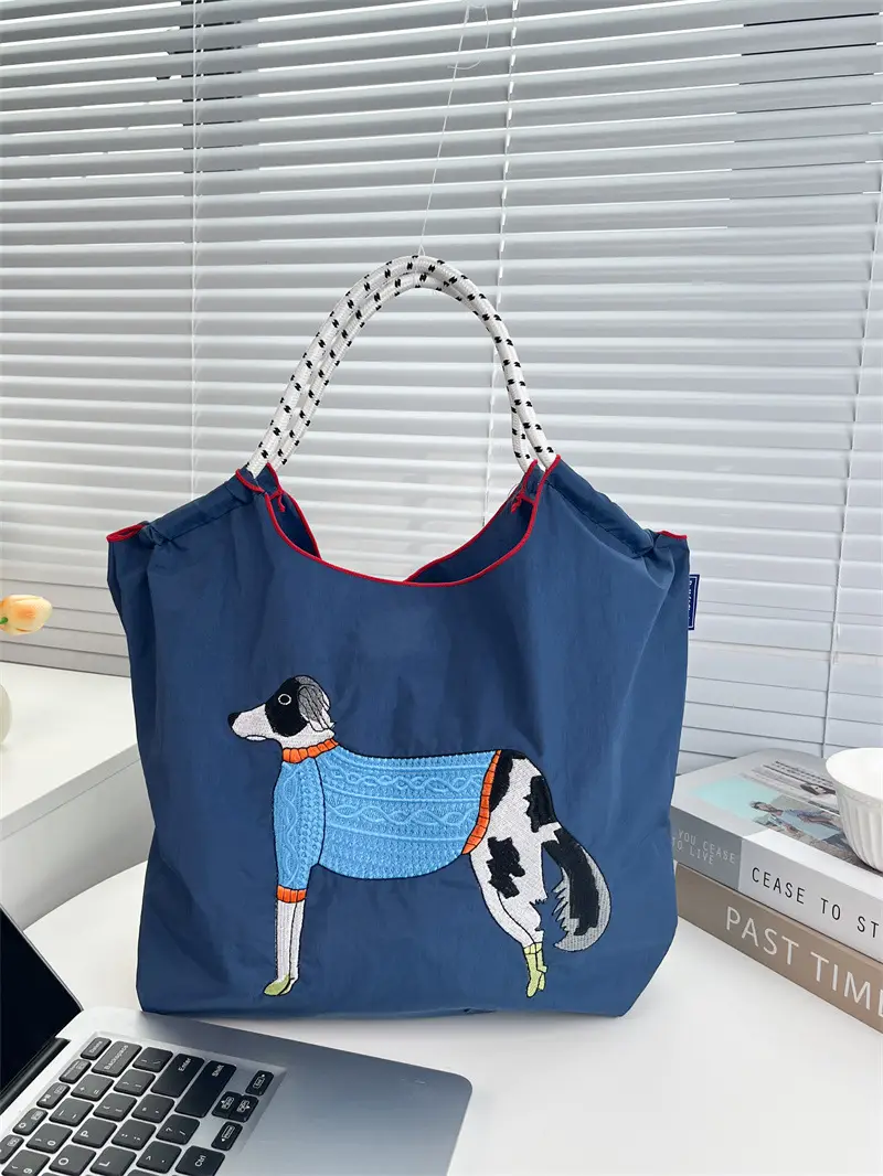 Women's Pink Cartoon Handbag with Blue Strap - Image 2
