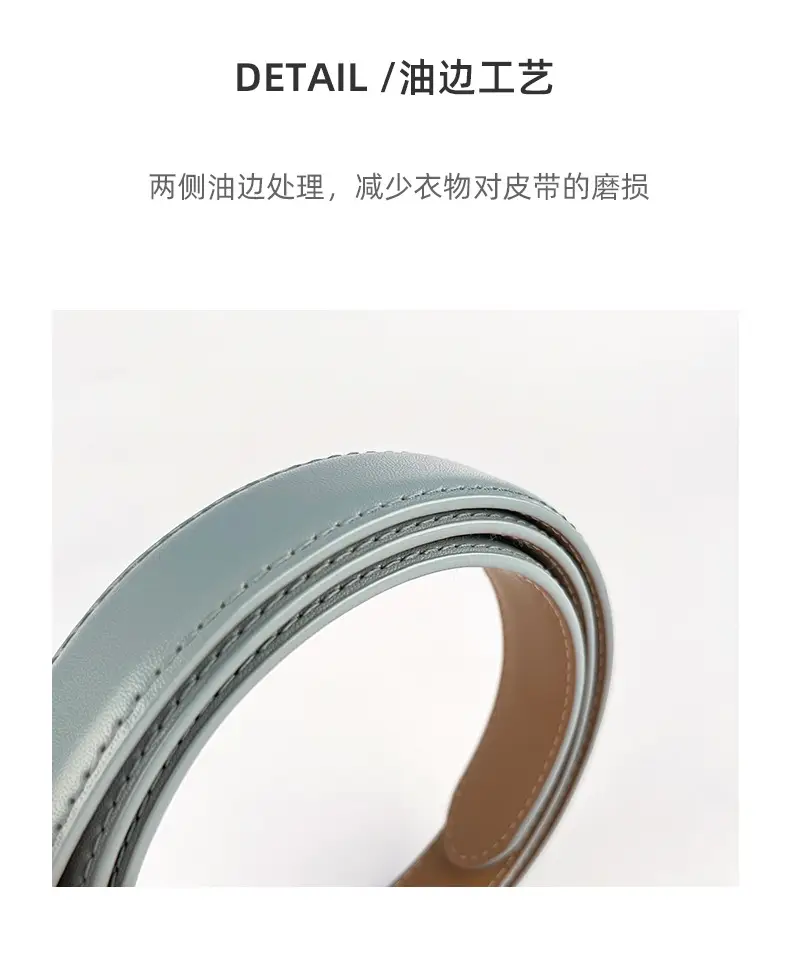 M Letter Leather Belt for Women Brown Gold Buckle — feature 8