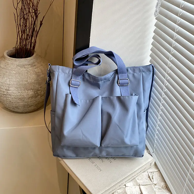 Beige Canvas Shoulder Bag Large Capacity Women Commuter - Image 5