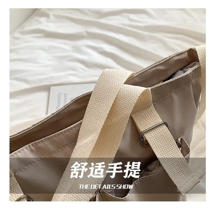 Beige Canvas Shoulder Bag Large Capacity Women Commuter — feature 10