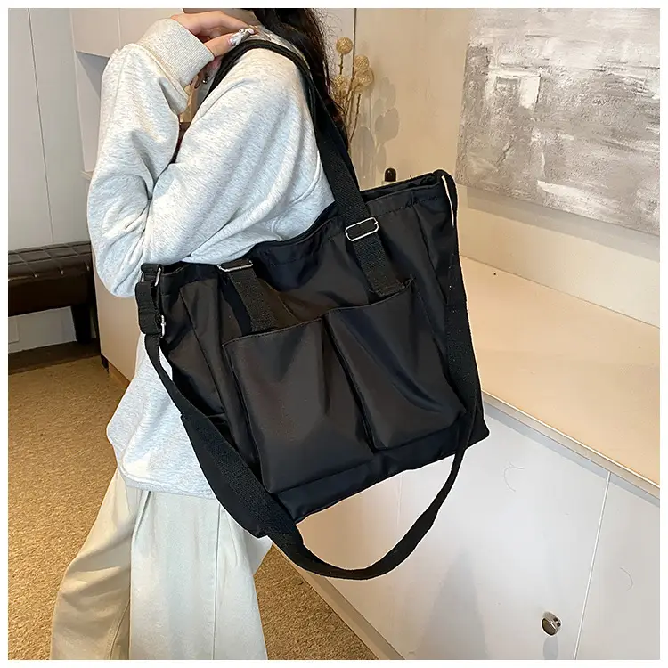 Beige Canvas Shoulder Bag Large Capacity Women Commuter — feature 19