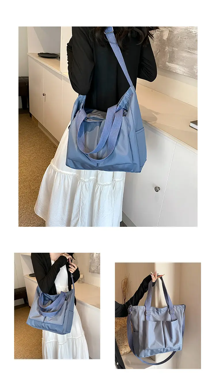 Beige Canvas Shoulder Bag Large Capacity Women Commuter — feature 5