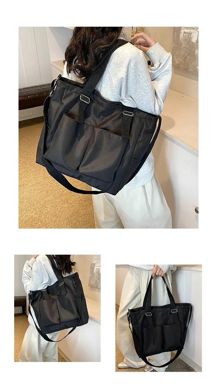 Beige Canvas Shoulder Bag Large Capacity Women Commuter — feature 6