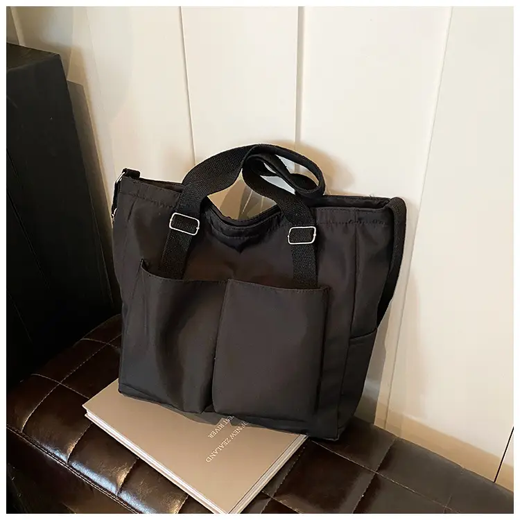 Beige Canvas Shoulder Bag Large Capacity Women Commuter - Image 3