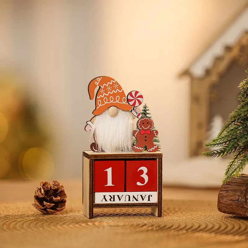 Christmas Faceless Old Man Wooden Countdown Calendar Ornament Set — feature 6