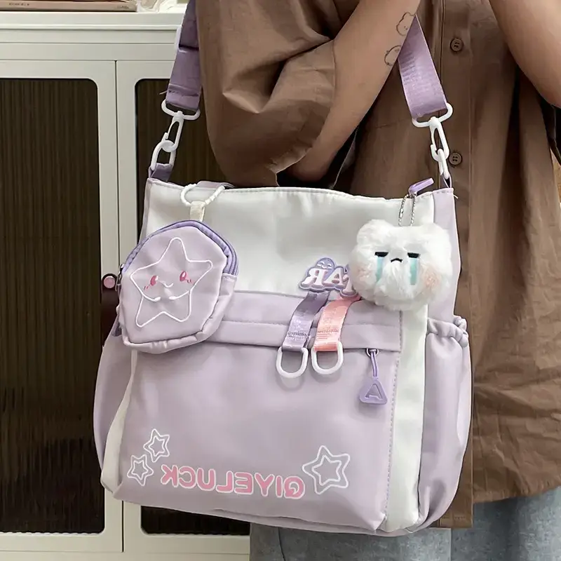 Girls Crossbody Bag Blue Star Design Large Capacity - Image 9