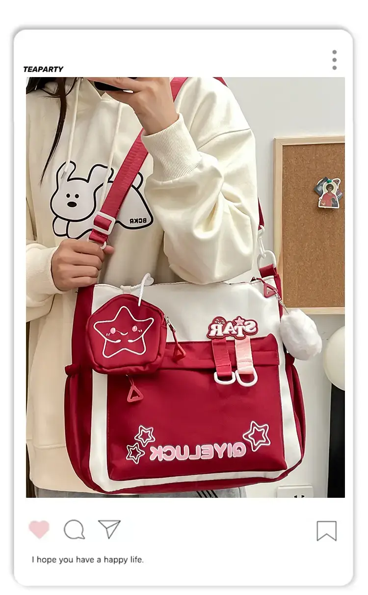 Girls Crossbody Bag Blue Star Design Large Capacity — feature 5