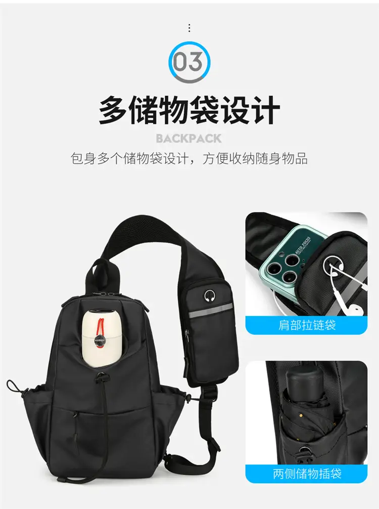 Men's Multi-Function Shoulder Messenger Bag Grey — feature 10
