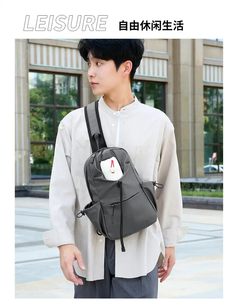 Men's Multi-Function Shoulder Messenger Bag Grey — feature 24