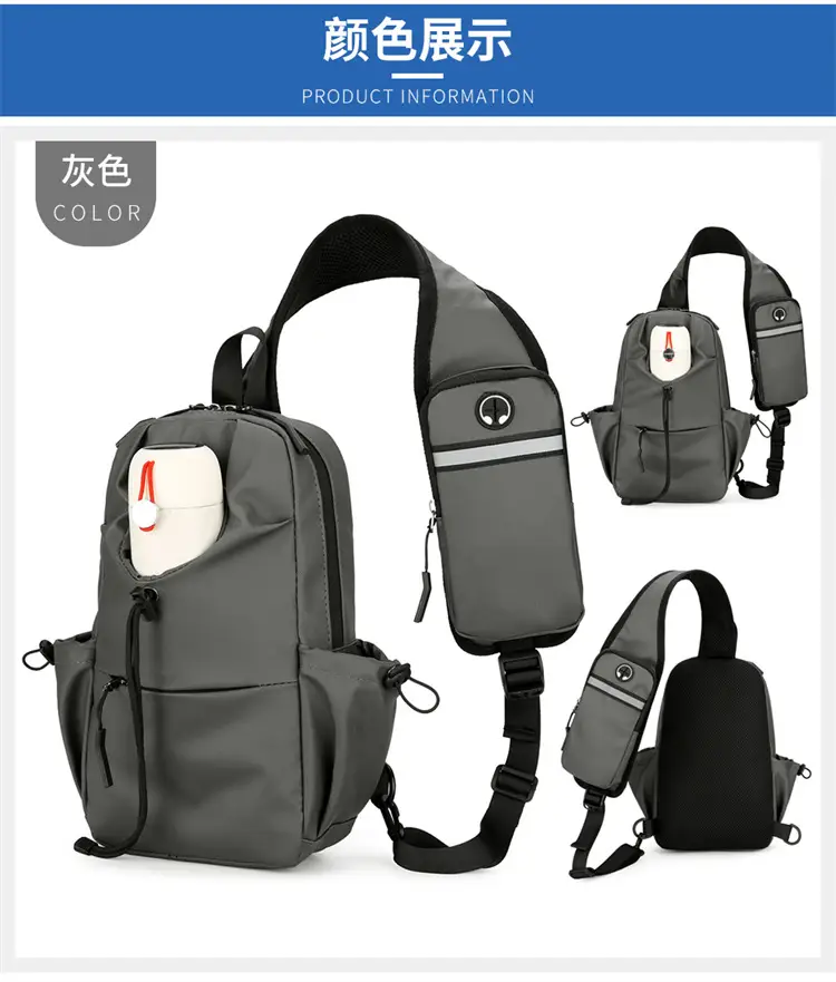 Men's Multi-Function Shoulder Messenger Bag Grey — feature 26