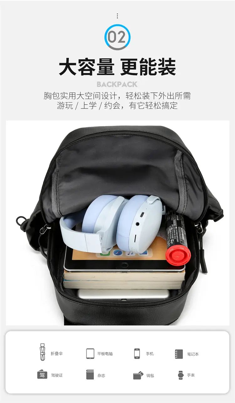Men's Multi-Function Shoulder Messenger Bag Grey — feature 8