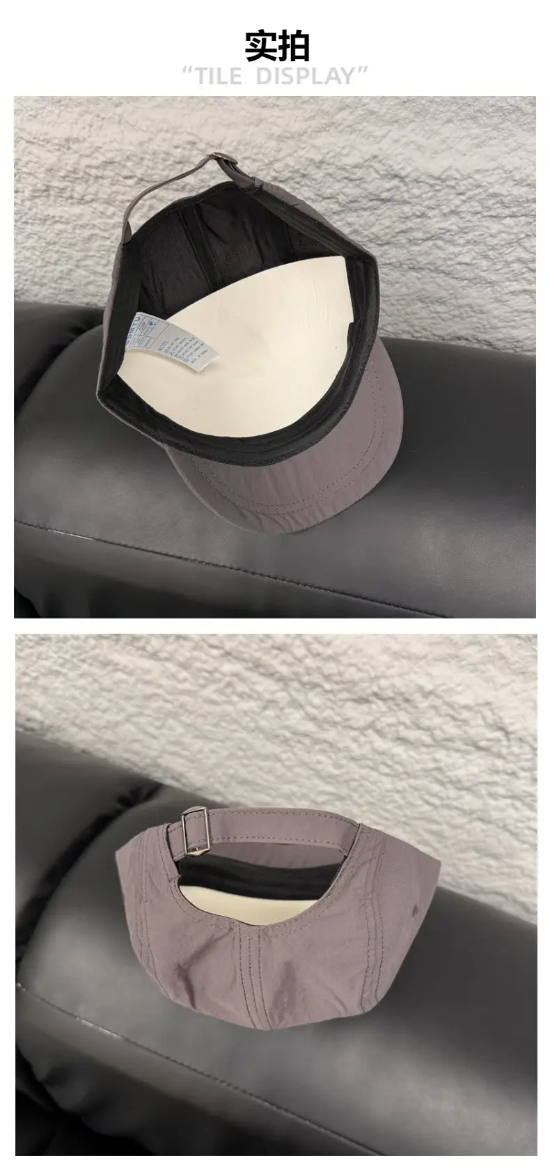 Men's Gray Retro Baseball Cap with Eave — feature 5