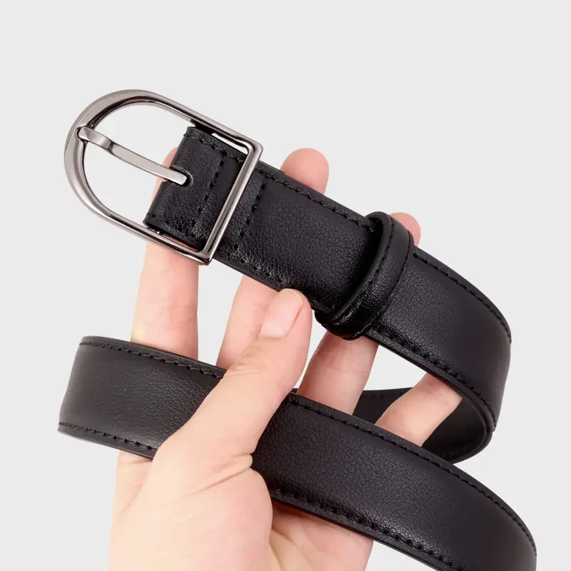 Women Genuine Leather Belt with Pin Buckle Black - Image 5