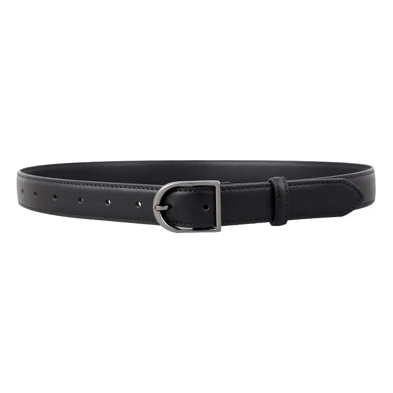 Women Genuine Leather Belt with Pin Buckle Black - Image 8