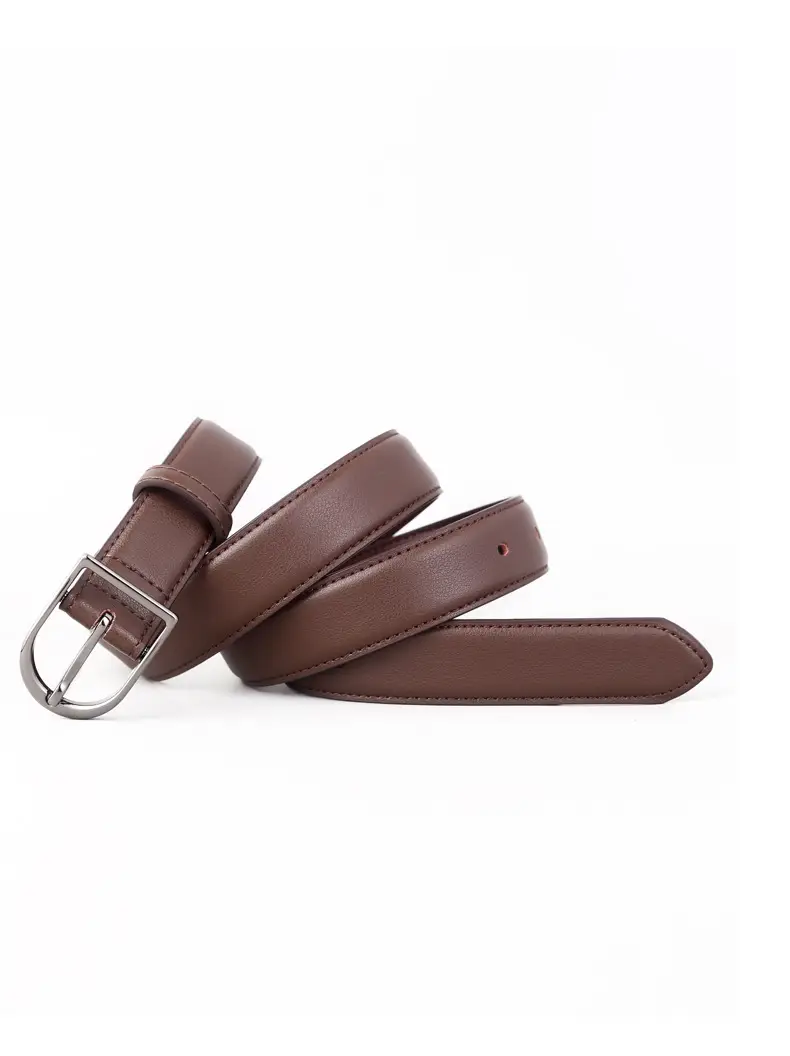 Women Genuine Leather Belt with Pin Buckle Black — feature 28