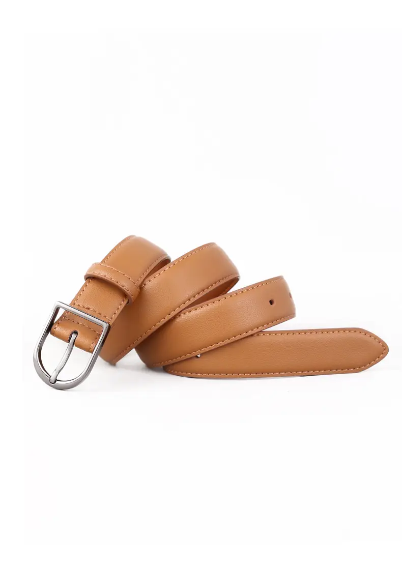 Women Genuine Leather Belt with Pin Buckle Black — feature 29