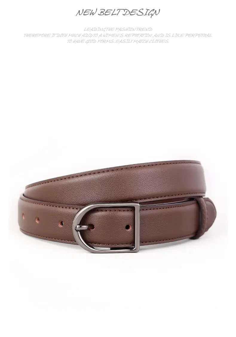 Women Genuine Leather Belt with Pin Buckle Black — feature 39