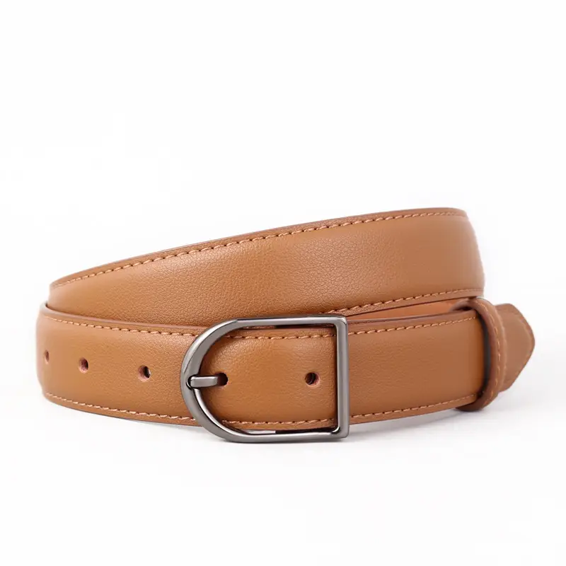 Women Genuine Leather Belt with Pin Buckle Black - Image 3