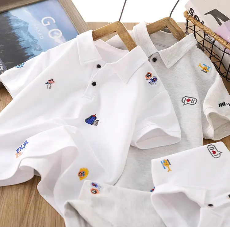 2025 Summer Boys Polo T-Shirt White Cotton — feature 1
