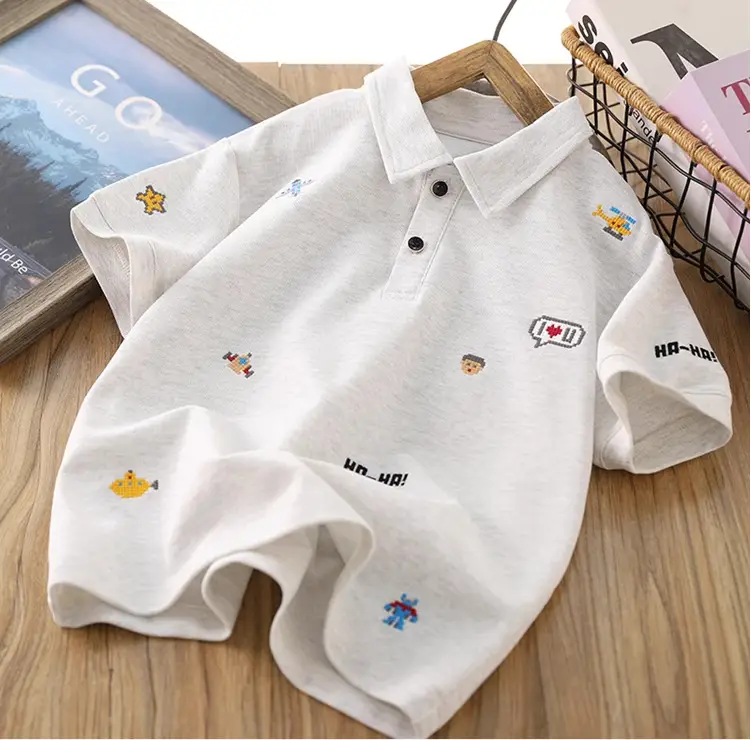 2025 Summer Boys Polo T-Shirt White Cotton — feature 2