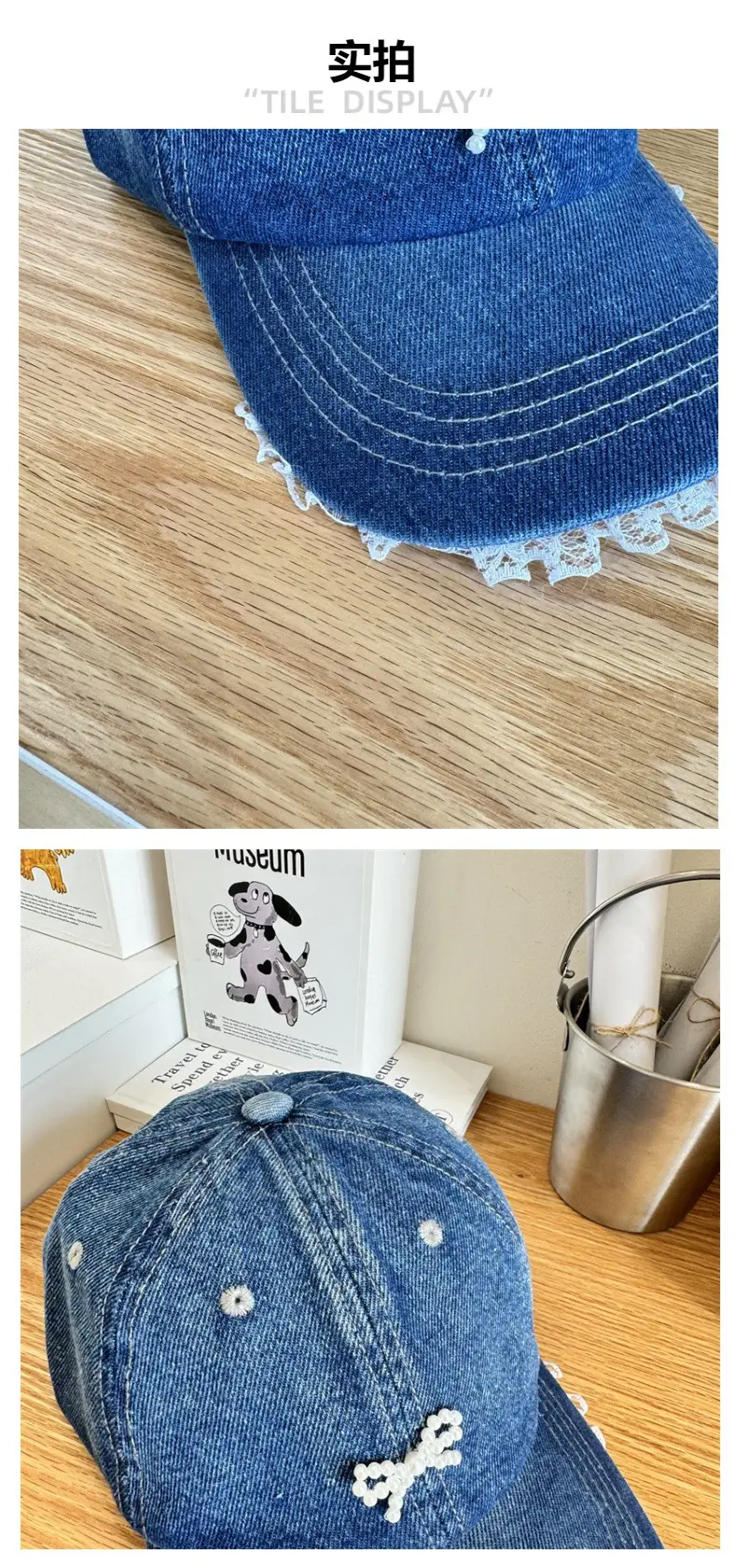 Black Bow Lace Baseball Cap Women's Wide Brim — feature 4