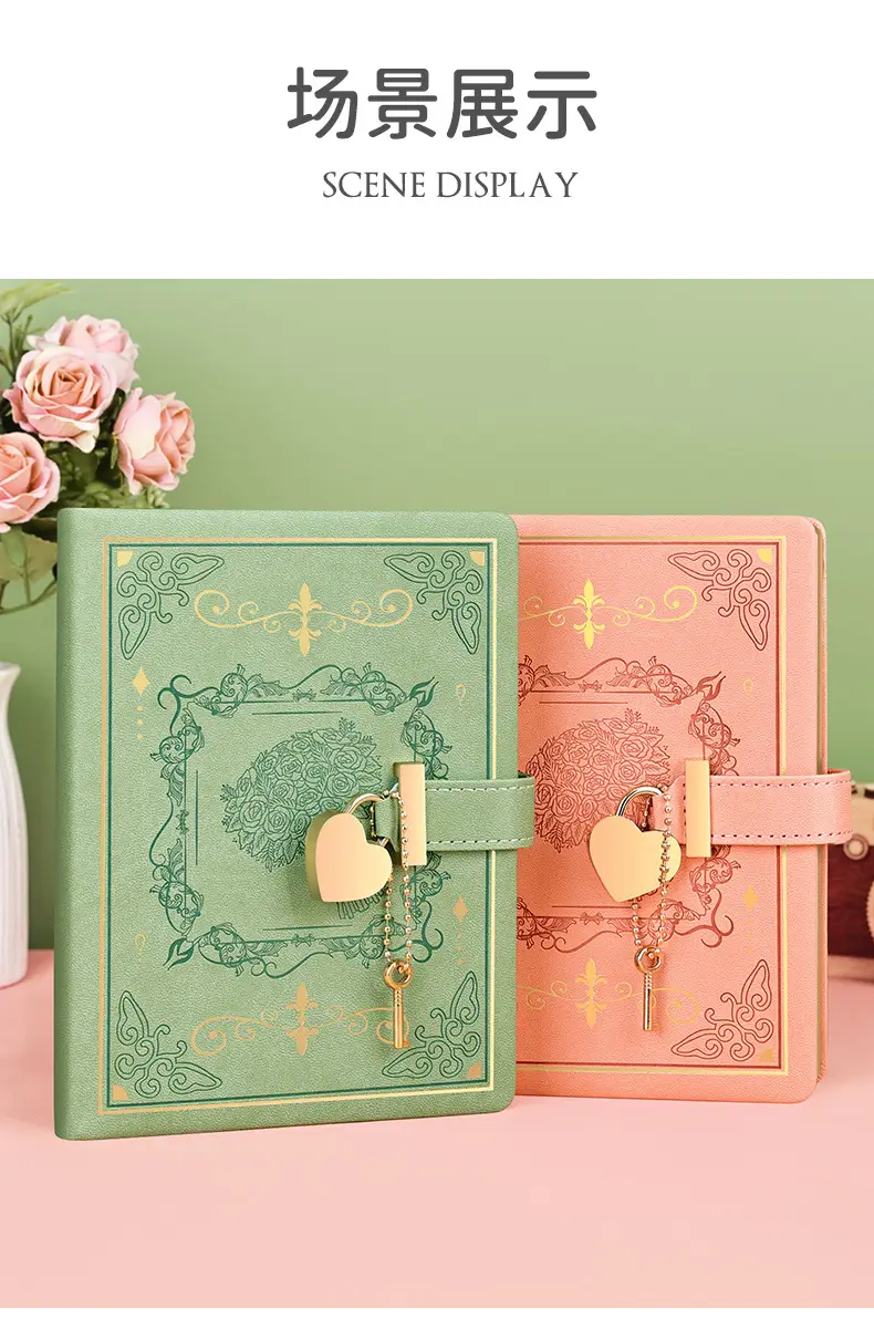 Heart-Shaped Combination Lock Diary Gift Notebook — feature 15