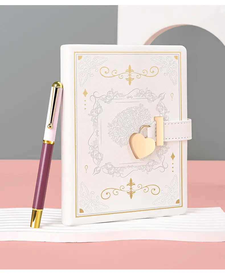 Heart-Shaped Combination Lock Diary Gift Notebook — feature 17