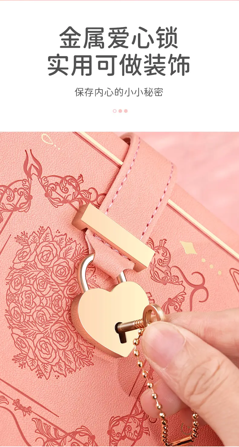 Heart-Shaped Combination Lock Diary Gift Notebook — feature 6