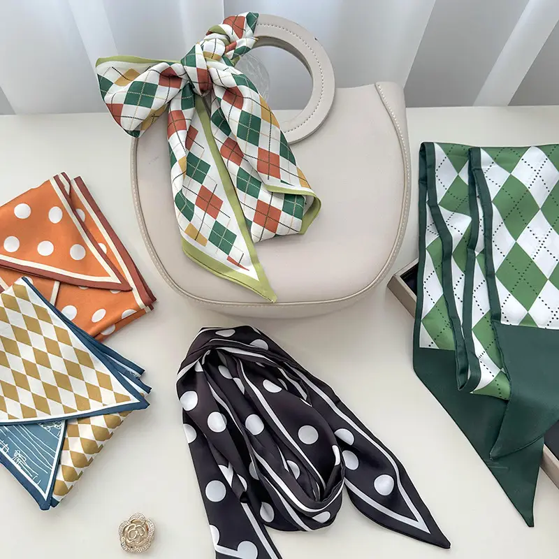 New Silk Scarf with Black White Pattern for Women - Image 27