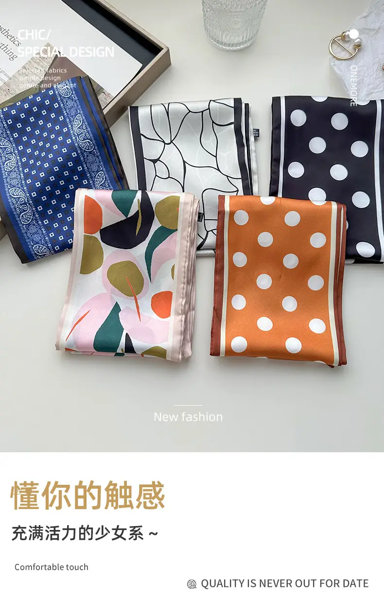 New Silk Scarf with Black White Pattern for Women — feature 1