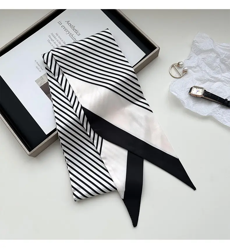 New Silk Scarf with Black White Pattern for Women — feature 11