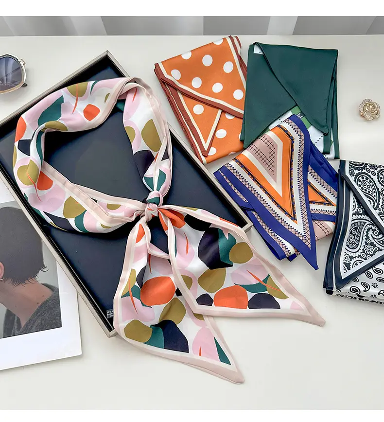 New Silk Scarf with Black White Pattern for Women — feature 3
