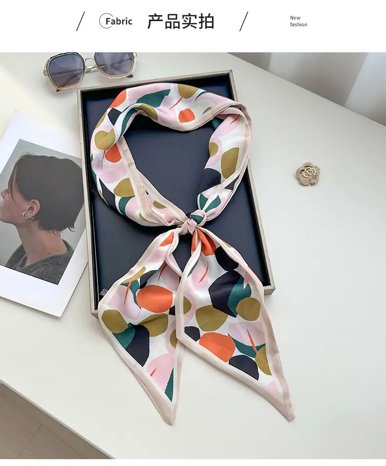 New Silk Scarf with Black White Pattern for Women — feature 5
