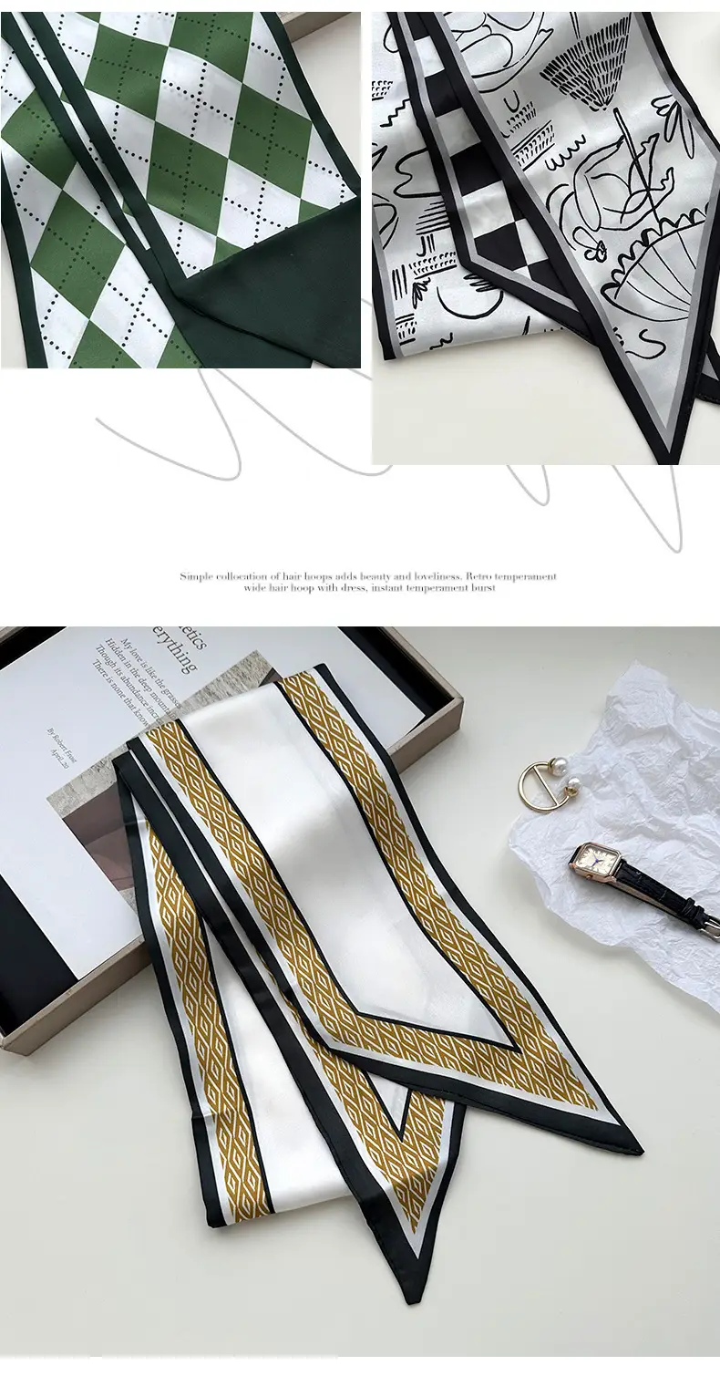 New Silk Scarf with Black White Pattern for Women — feature 8