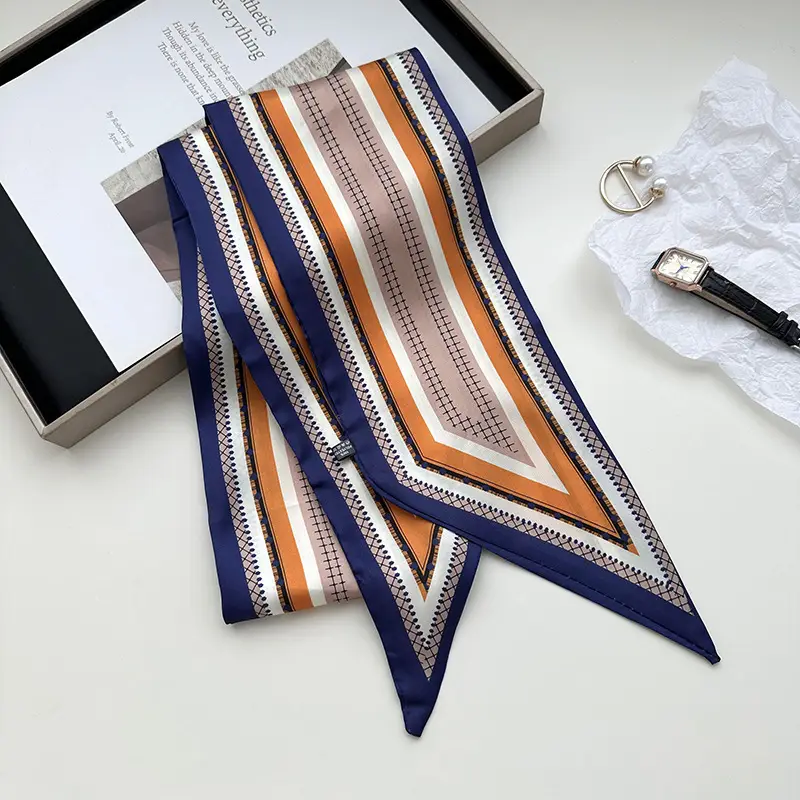New Silk Scarf with Black White Pattern for Women - Image 19
